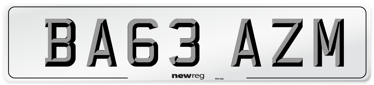 BA63 AZM Number Plate from New Reg